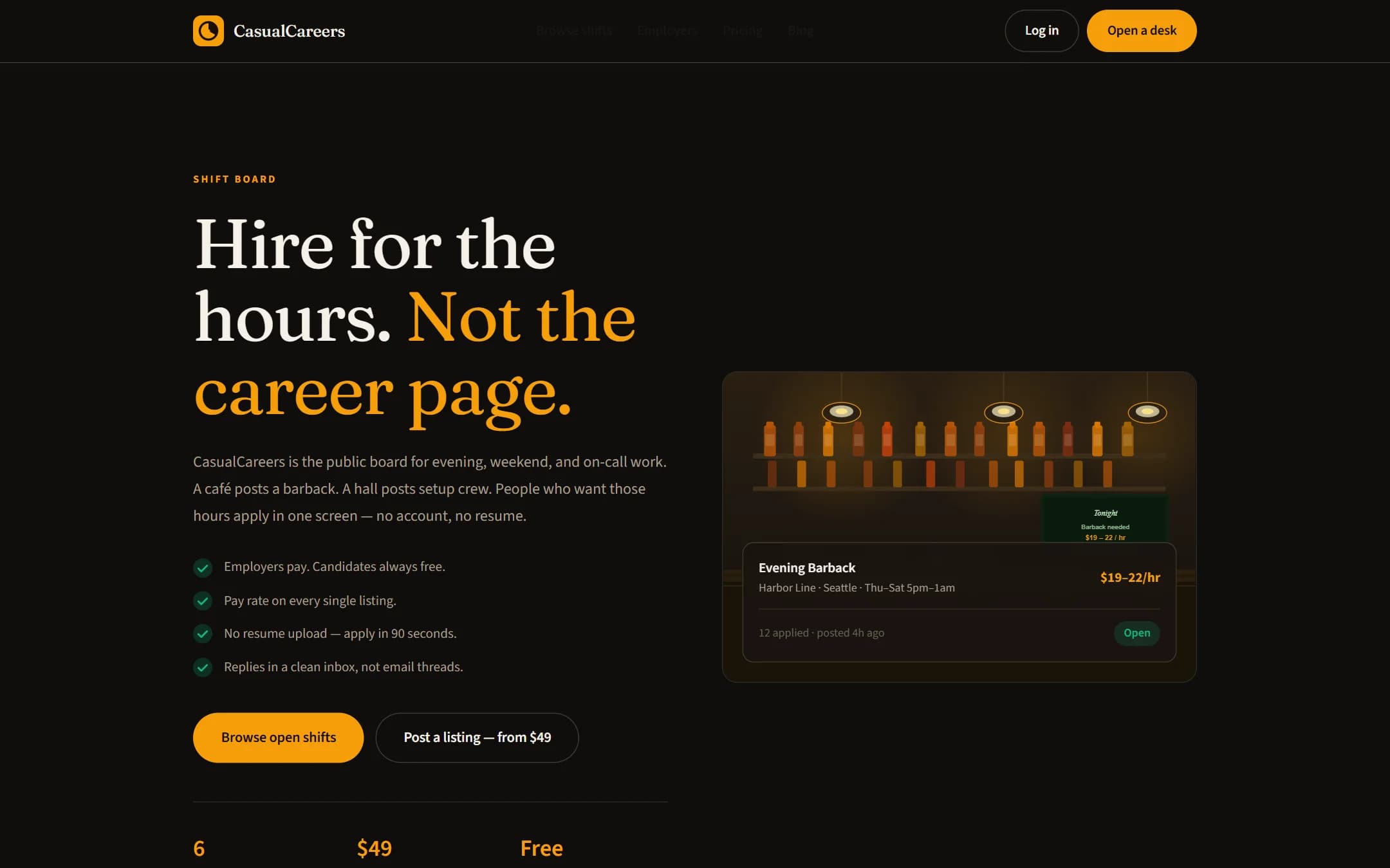 CasualCareers.com product screenshot